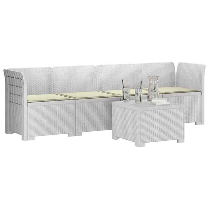 Maison Exclusive - Canapé de jardin 4 places avec coussins look rotin PP Blanc
