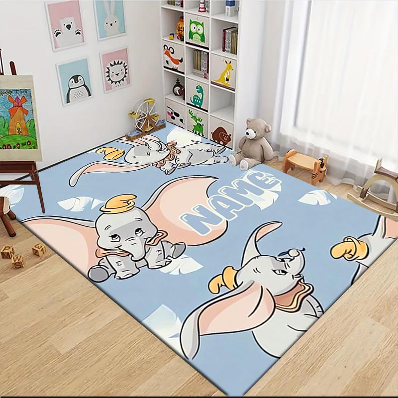 Custom Name "Baby Dumbo Adventure" Carpet Rug Customizable Soft Washable Anti-Slip Home Living Room Sofa Mats Personalized Rug. 0909387