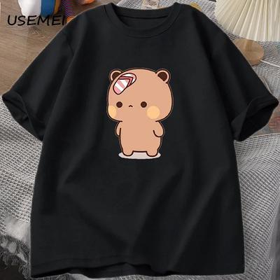 Женская футболка Милый мультяшный Бубу бросает шлепанцы в Дуду Футболка Смешные футболки с коротким рукавом с графическим принтом Мужская одежда Топы