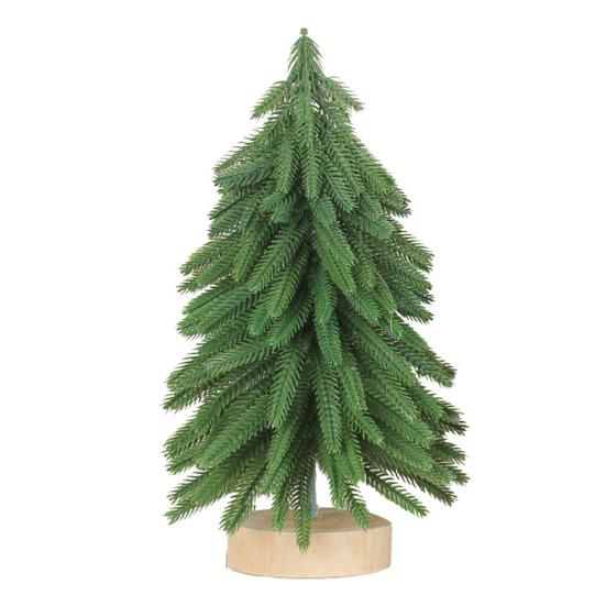 Миниатюрная фигурка рождественской елки, искусственная елка из хвои Норфолкского зеленого цвета/снежного цвета с деревянной основой для декора помещения