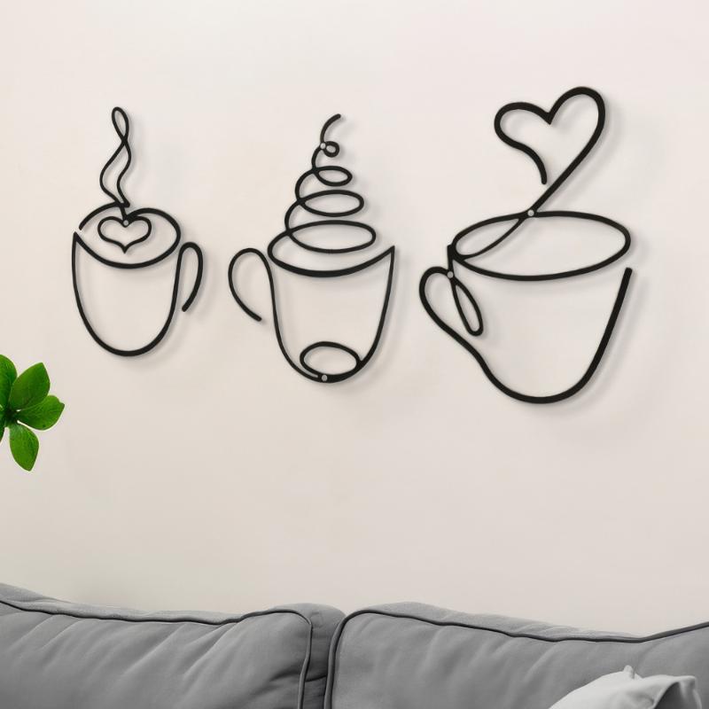 1Pc Creative Coffee Wall Hangings Coffee Shop Decorations Interior Wall Decorations Wall Hanging Iron Paintings