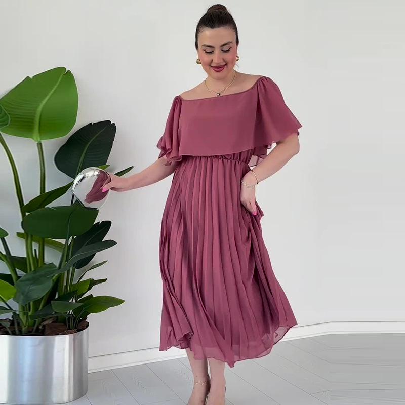 2024 Европейско-американское женское платье на одно плечо с высокой талией из сетки, длинное