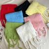 Luochi Knitting~Плюшевый шарф конфетных цветов: Мягкий, приятный для кожи, теплый, с кисточками и косами, универсальный зимний шарф-снуд для женщин.