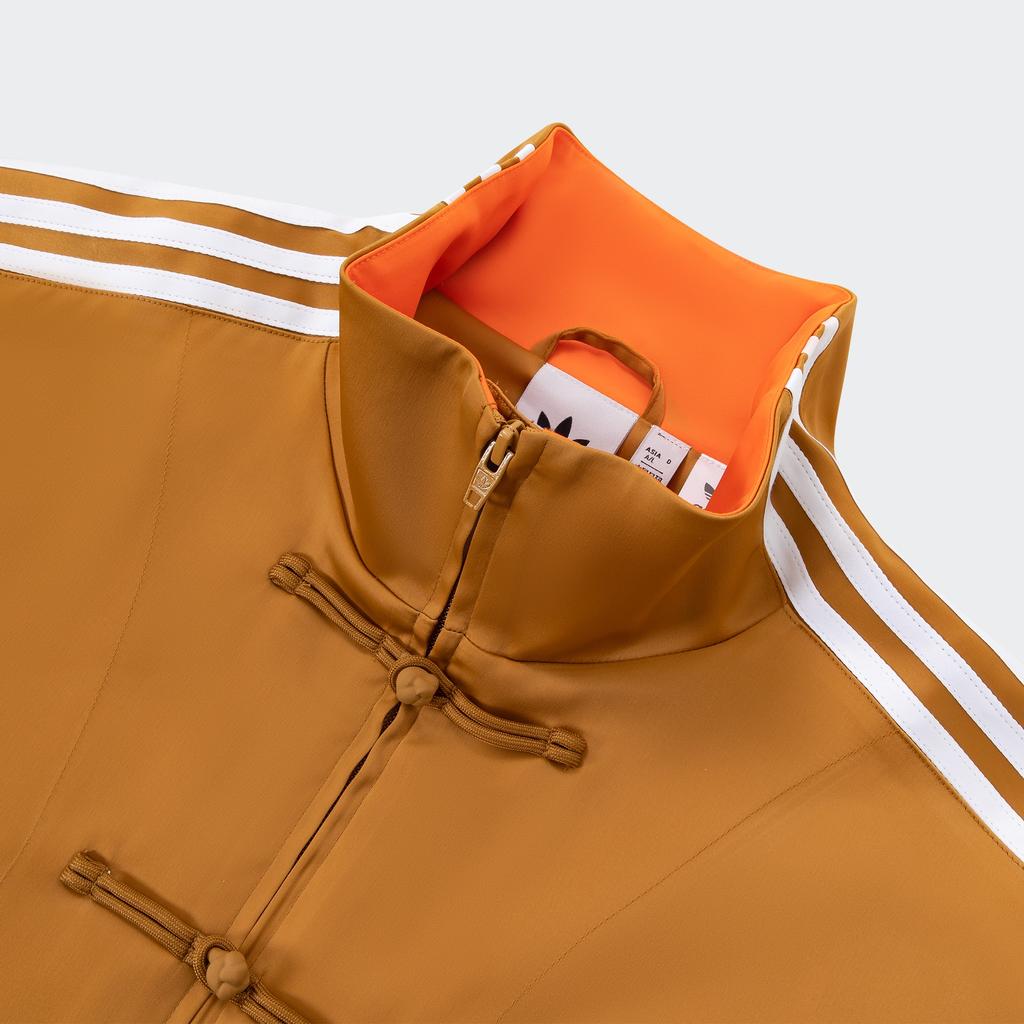 Adidas Оригинальная куртка унисекс в стиле SS24 в китайском стиле с полосками на пуговицах и воротником-стойкой, повседневная, с длинным рукавом, светло-коричневая, JD3379
