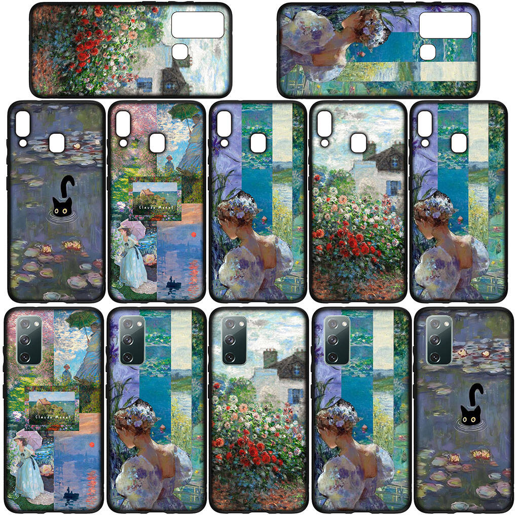 Чехол для iPhone 17 16 15 Xiaomi Poco Redmi Note 14 13 12 11 Pro Max Samsung Galaxy S25 S24 OPPO Huawei Клод Моне Водяные лилии Кот Узор Чехол для телефона