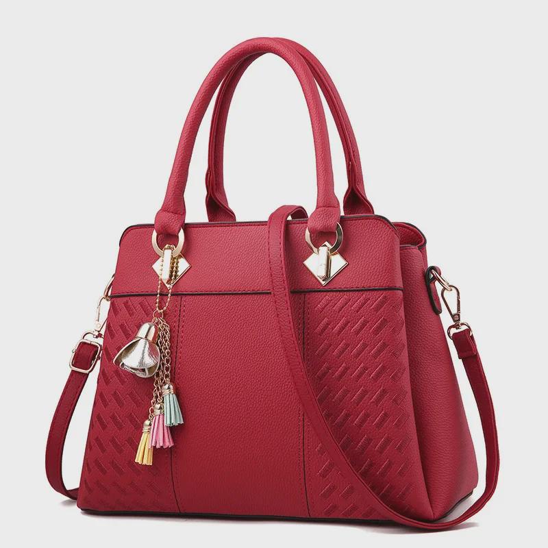 Women's Red Bridal Handbag: Large Capacity, Fashionable Shoulder and Messenger Bag