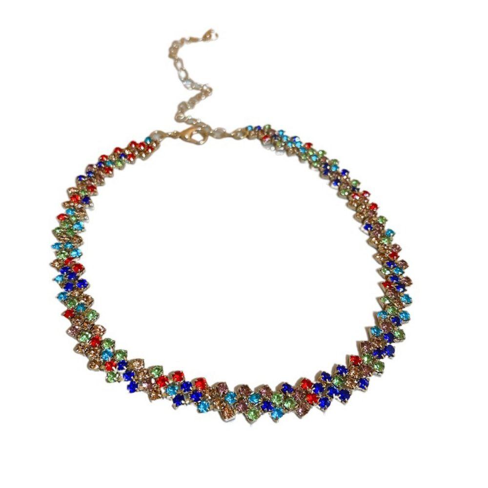 Полный горный хрусталь блестящее ожерелье Роскошная хрустальная цепочка Ювелирный блестящий воротник для выпускного вечера для новобрачных