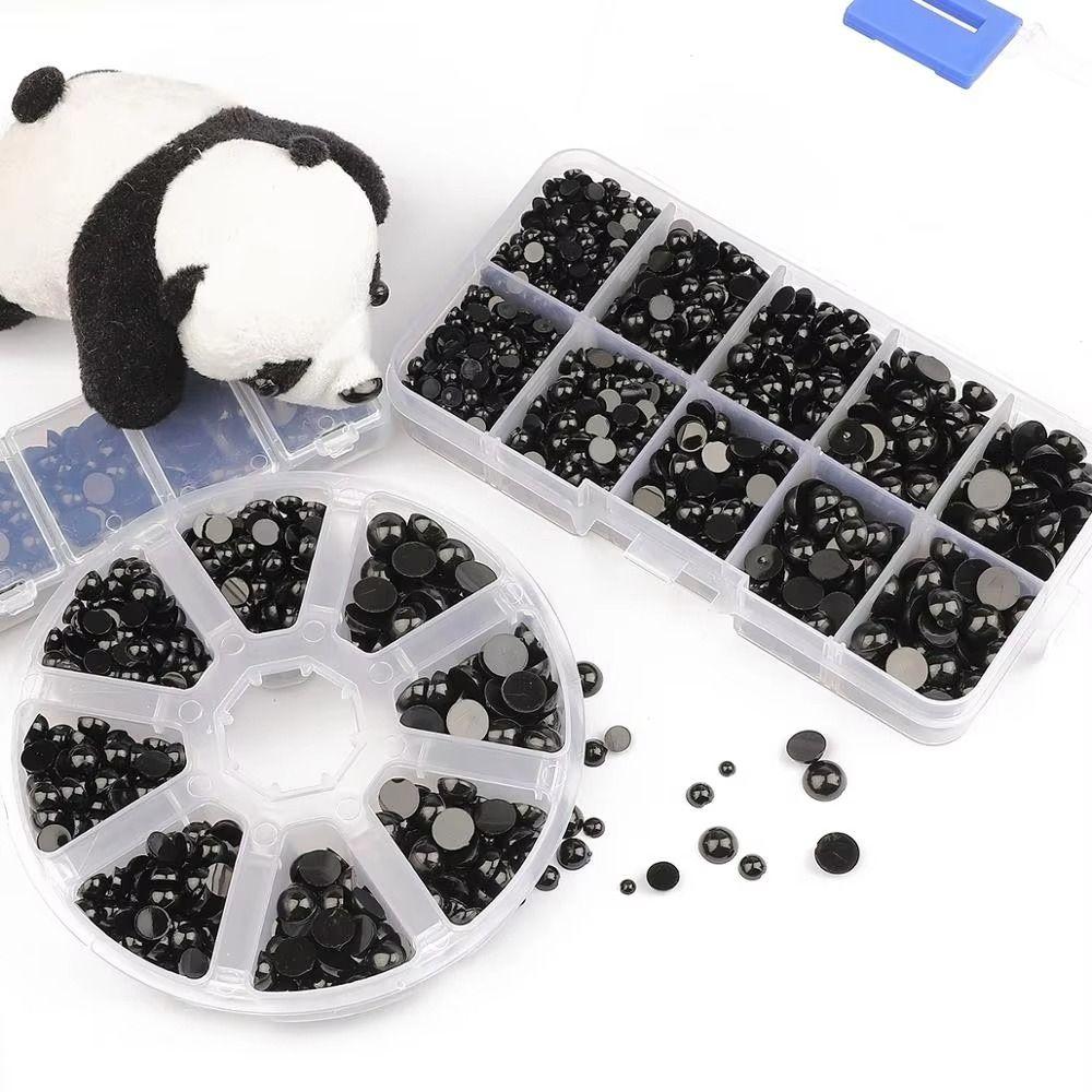 100-500Pcs New 3-8mm Half Round Beads Black Round Plastic Eyes Accessories DIY Crafts Eye Bead Children