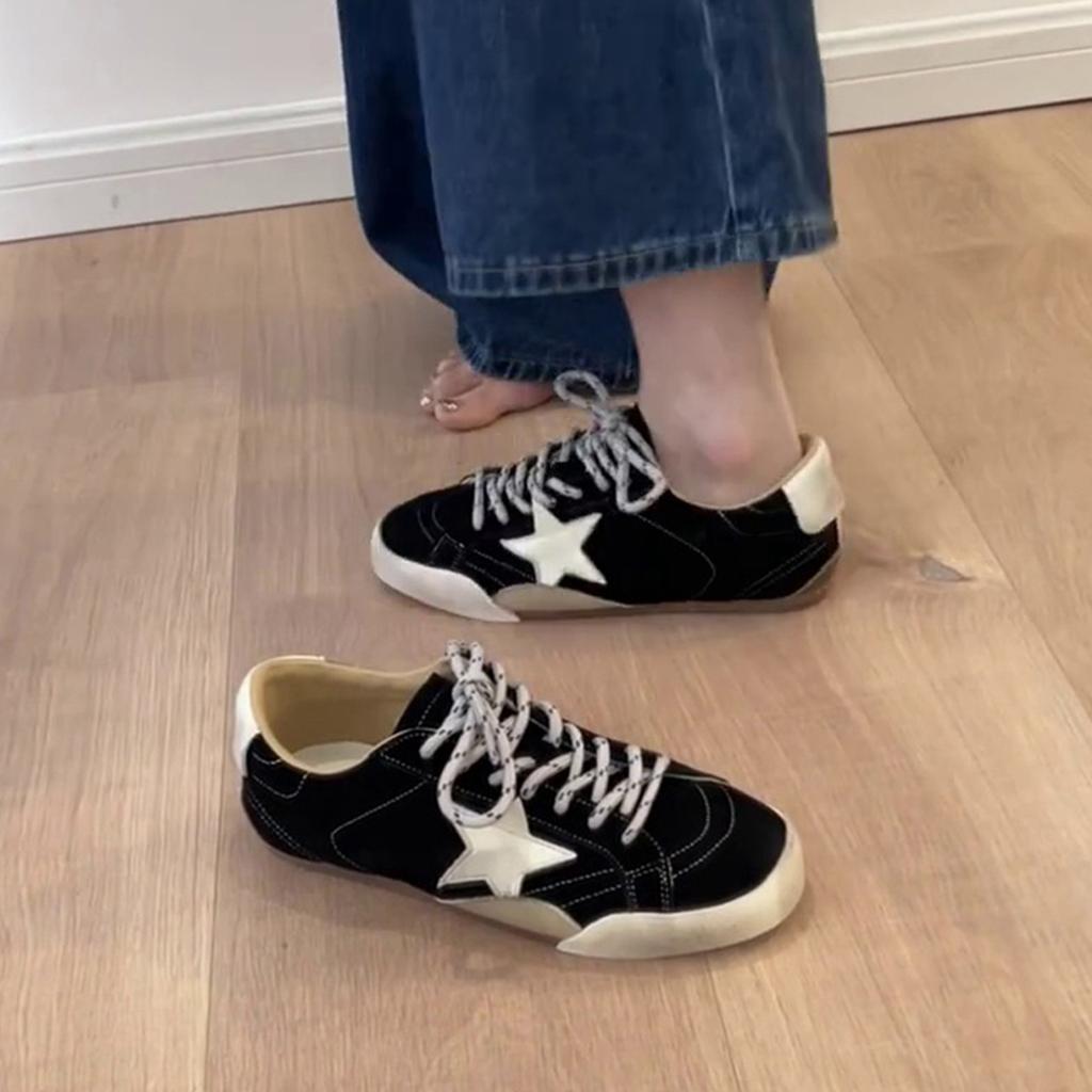 Версия из коровьей кожи~ Корейские нишевые ретро немецкие тренировочные туфли женские на шнуровке универсальные кеды-звезды старые повседневные туфли Форреста Гампа тренд