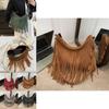Chic Retro Soft Suede Shoulder Bag With Fashionable Fringe Design Perfect For Fall