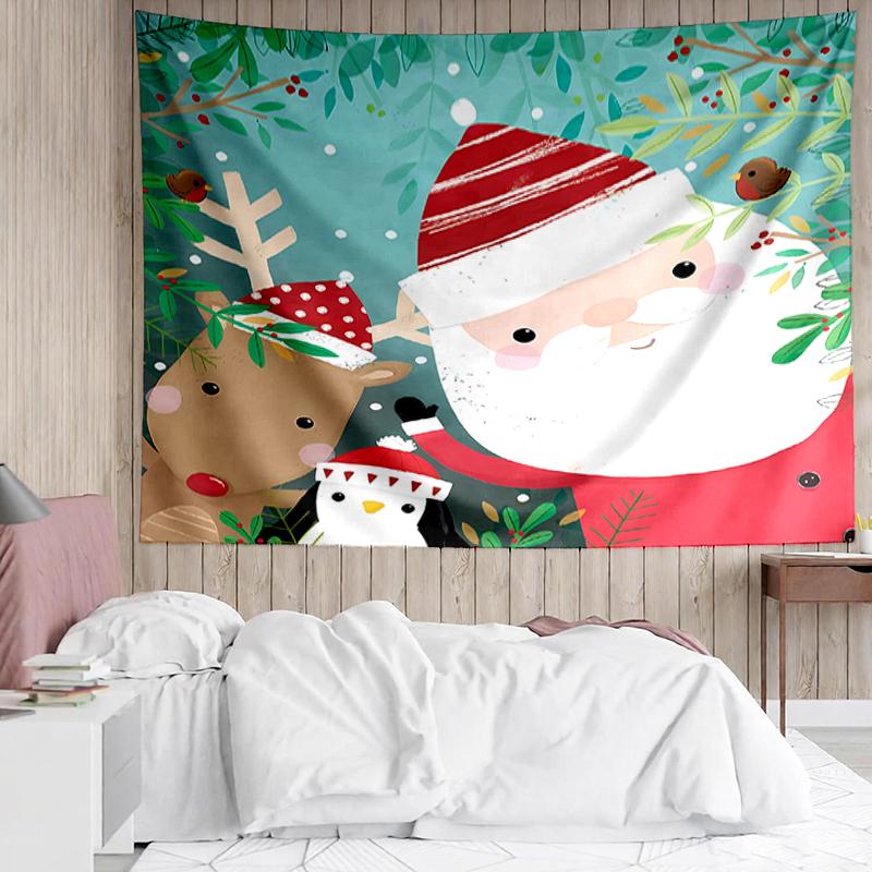 Christmas-Santa-Claus Print Tapestry, Backdrop, Easy Setup, Ideal for Bedroom, Office & Living Room, with Aesthetic Wall Hanging Decor.