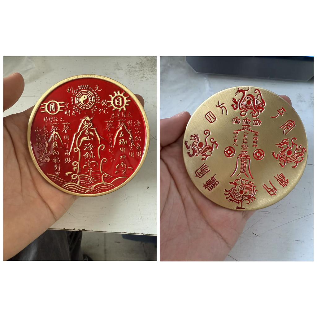 Chinese Brass Ornaments Fortune Eight Trigram Copper Mirror Tabletop Ornaments Living Room Study Home Decoration