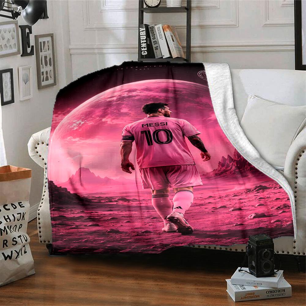 Messi's Legacy Soccer Blanket Comfortable Suitable for Office Bedding Bed for All Occasions Playful Design Suitable for Gifting Relatives and Friends