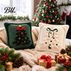 Decorative Throw Pillows for Couch Christmas Plush Pillowcase, 3D Embroidered Design Soft Pillow Holiday Living Room Decor Cover, Cushion Cover