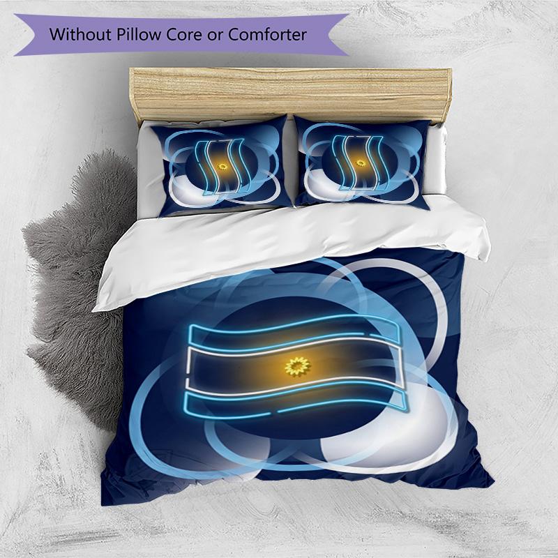 Argentina Football Printed Bedding 3 Piece Set Cozy Breathable Bed Cover Set as Housewarming Holiday Gift