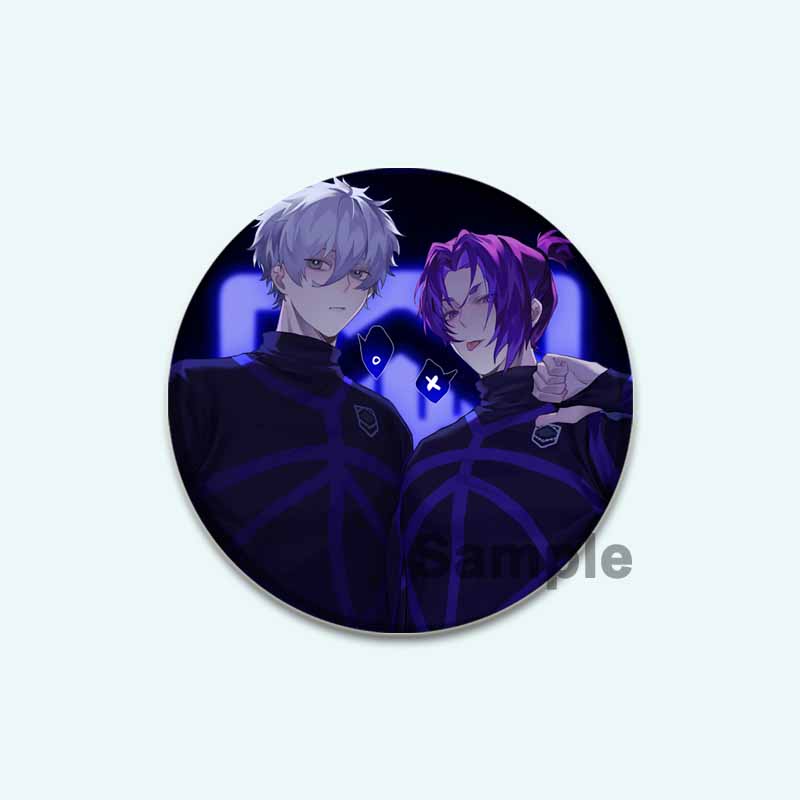 32/44/58 мм синяя брошь с HD-принтом, значок в виде аниме-фигурки из мультфильма Hyoma Chigirl Seishiro Nagi, круглые броши-булавки на лацкан, ювелирные изделия в подарок