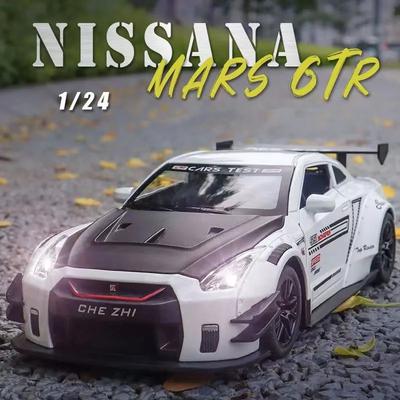 1:24 Skyline Ares Nissan GTR R34 R35 Модель легкосплавного спортивного автомобиля Литая металлическая гоночная модель автомобиля Моделирование Звук и свет Детский подарок