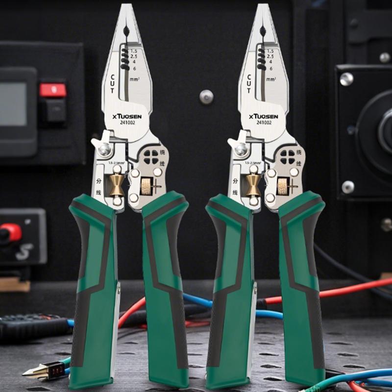 Инструмент для зачистки проводов 10 в 1 с функцией измерения электричества, плоскогубцы для зачистки проводов для резки и вытягивания проводов, ножницы