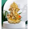 Gold Plated Satin Ganesha/Vinayaka/Vinayagar/Pillayar Idol - Versatile Car Dashboard and Home/Office Decor