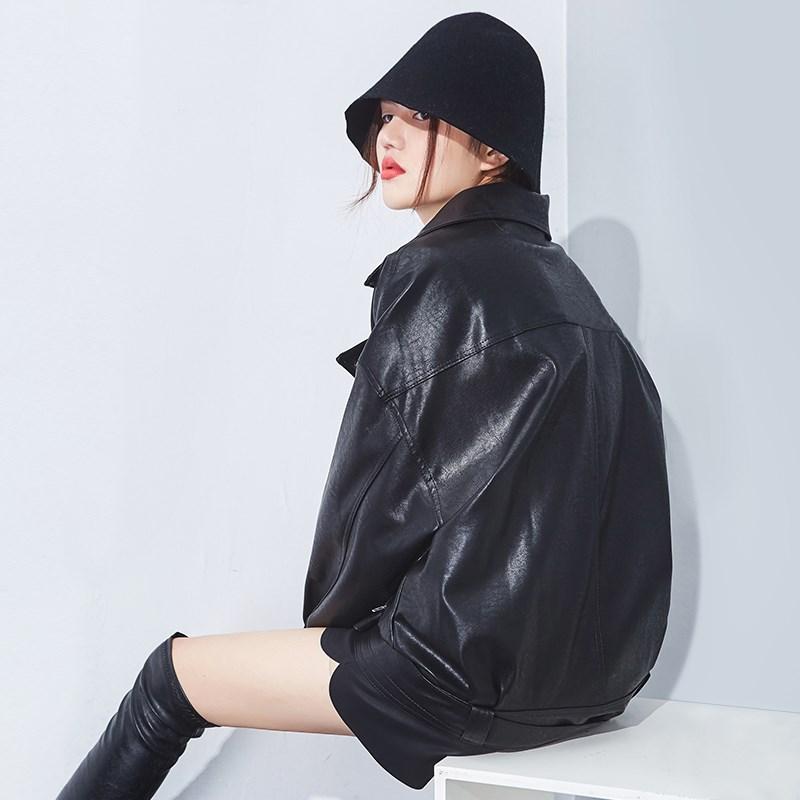 Осенняя женская свободная байкерская куртка из искусственной кожи, уличное пальто бежевого, черного цвета, женская верхняя одежда в стиле панк, куртка из искусственной кожи