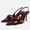 Fashion Luxury Designer Pointed Toe Women Pumps Sexy Bow Back Strap Heeled Sandals Elegant Thin High Heels Banquet Dress Shoes for Women