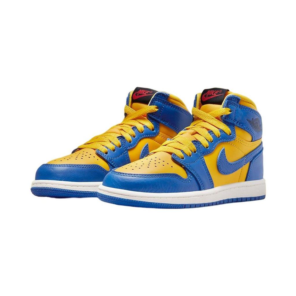 Детские кроссовки Air Jordan 1 Retro High OG PS Reverse Laney желтые Varsity-Maize Game-Royal FD2597-700