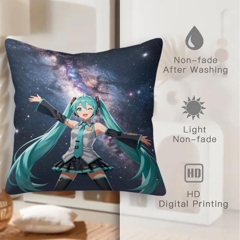 Hatsune Miku Galaxy Throw Pillow, 18.18 Inch Cushion, Accent Pillow, Includes Pillow Core, Hd Print For Sofa Bed Room
