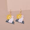 Colorful Aesthetic Animal Cat Rabbit Koi Dragon Earrings For Women Girls Enameled Delicate Gold Color Hoop Earrings Zircon Gift