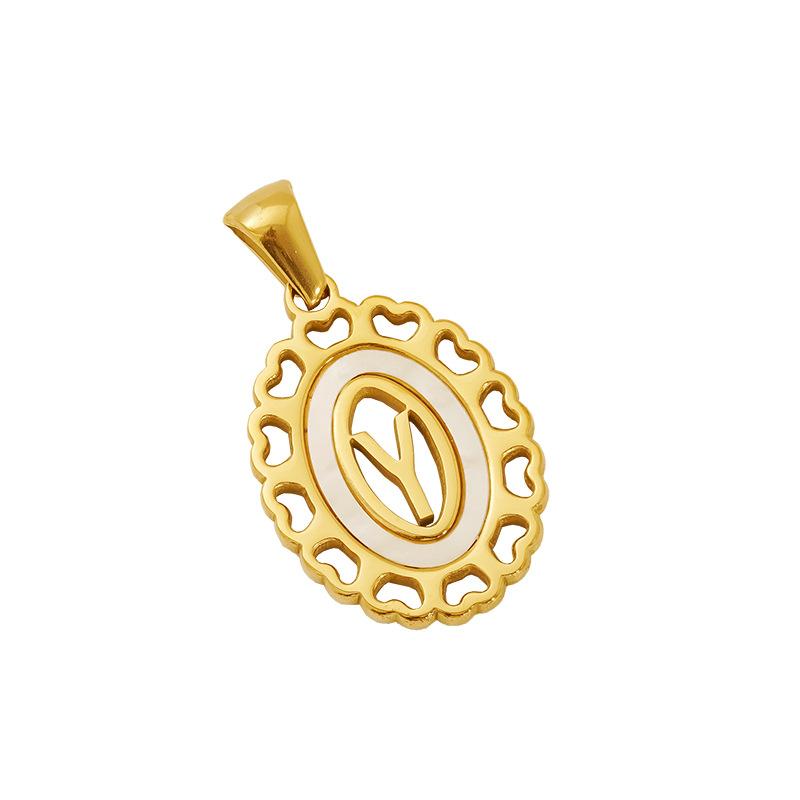 New Fashion Versatile Stainless Steel Letter Necklace 18k Gold Hollow Hip Hop Street Titanium Steel Pendant