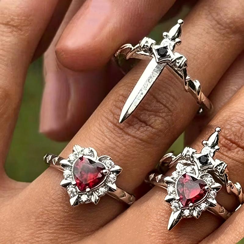 2pcs Can Be Assembled Heart and Cross Rings for Women Men Couple Silver Gold Color Adjustable Open Ring Fashion Party Jewelry