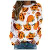 Halloween Pumpkin Head Bat Funny Comfortable Casual Loose Plus Size Long Sleeve Women's Pullover