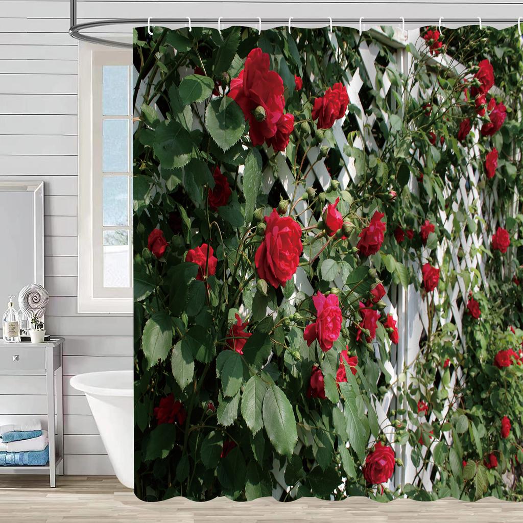 Водонепроницаемая и устойчивая к плесени душевая штора с 3D цифровой печатью, с принтом растений и камней, перегородка для душа и ванной