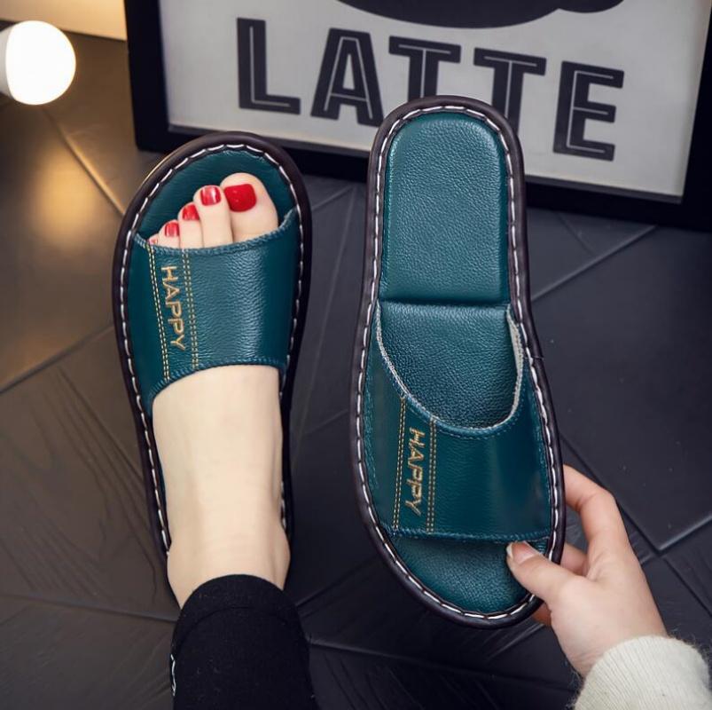 Тапочки из натуральной кожи, мужские и женские, летние, на плоской подошве, пляжная обувь, легкая, роскошная, дизайнерская обувь, удобные, парные тапочки