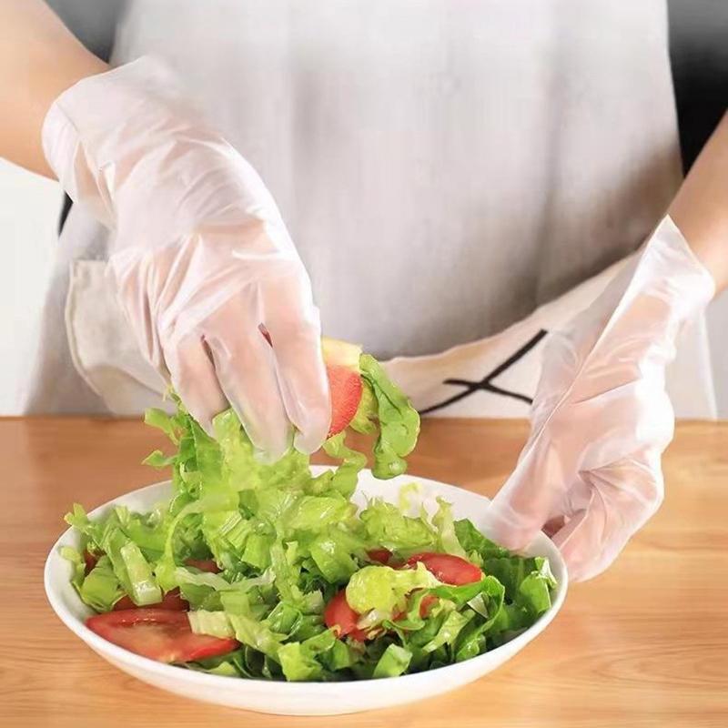 50Pcs/Box Latex Free Gloves Tpe Disposable Gloves Transparent Non-Slip Acid Work Safety Food Grade Household Cleaning Gloves