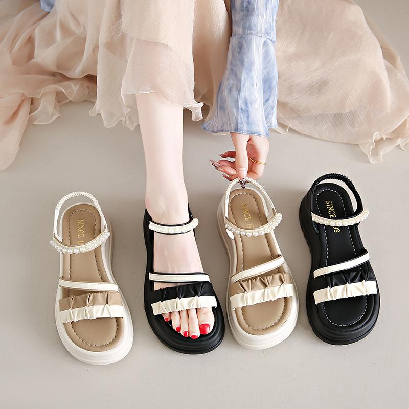 Stepping On Shit Sandals Female 2025 New Summer Wear Thick-soled Fairy Wind Soft-soled Fashion Word with Popular Women's Shoes