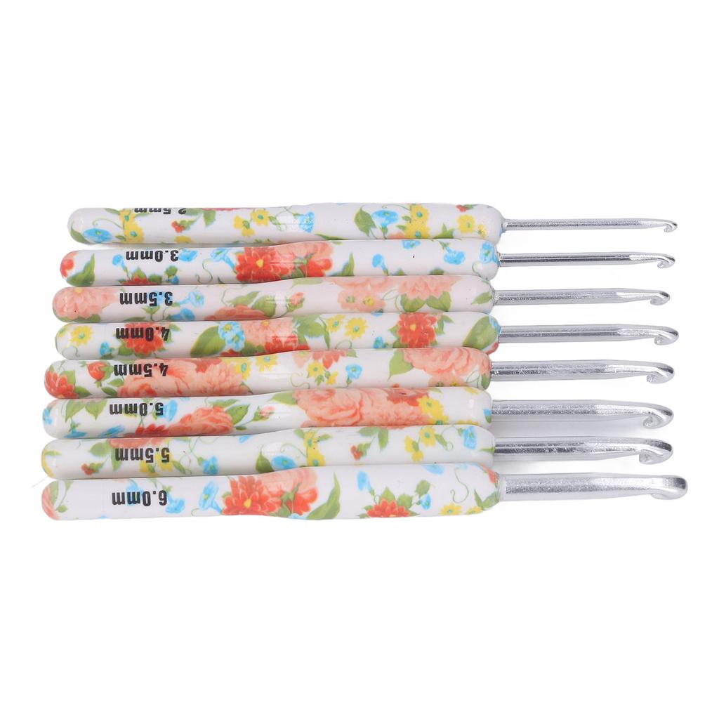 8pcs Crochet Hook Set Printing Aluminum Handcraft Colorful Crochet Hook Ergonomic Knitting Hook for Knitters for Sewing
