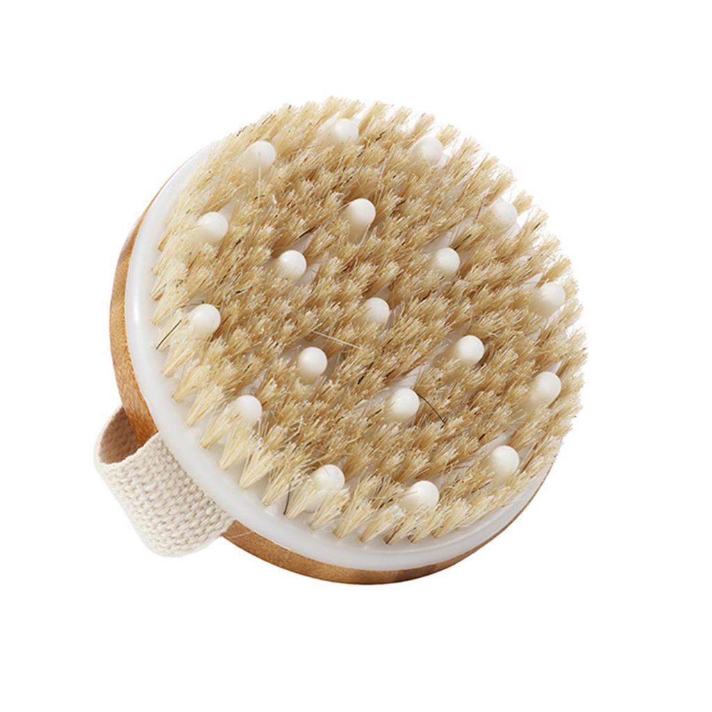 В наличии: Ручная отшелушивающая щетка для душа He Mu - Двойного назначения, для сухого/влажного использования, массажер с воздушной подушкой и щетиной кабана для скрабирования спины