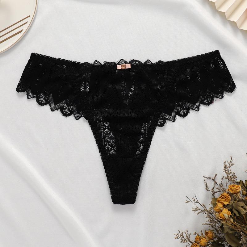 Lace Low-Rise Thong with Crossover Strap and Seamless Design