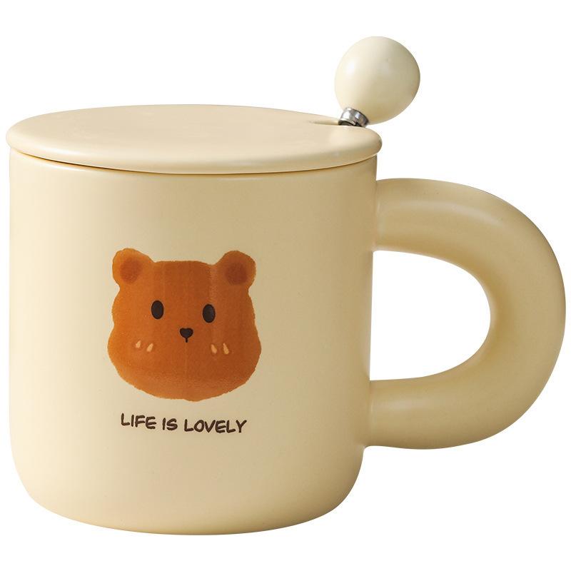 Керамическая кружка 'Мишка' Милая мультяшная креативная стильная бытовая кофейная парная чашка для завтрака подарок