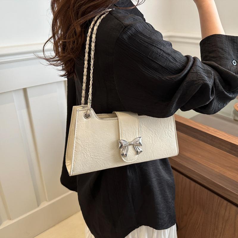 Модная и модная сумка-мешок с бантом, новая весенняя, простая, однотонная, через плечо, на одно плечо, через подмышку, для женщин