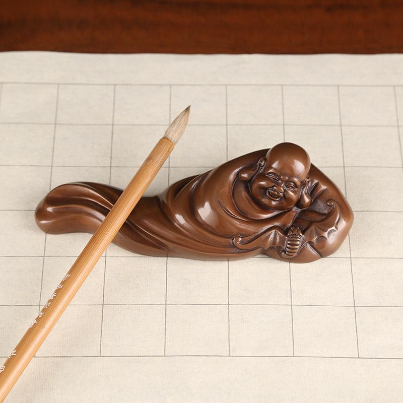 Red Copper Fu Around Buddha Home Office Desk Surface Panel Play Maitreya Car Small Ornaments