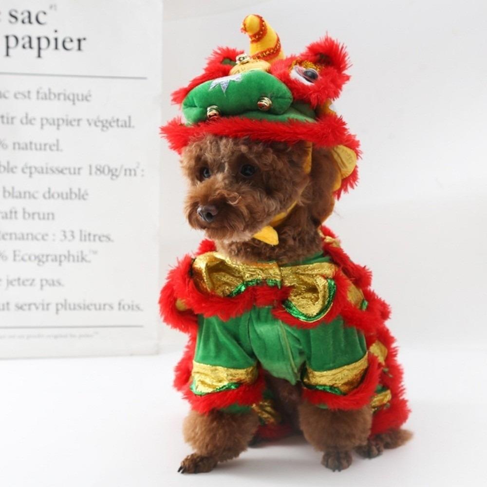 Plush Pet Clothes Polyester Chinese Style Pet Costume New Warm Winter Outfits Visiting Clothing
