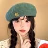 Thin Painter Berets Korean Beanie Cap Vintage Hollow Knitted Beret  Summer and Autumn