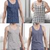 Men Tank Tops Plaid Pure Cotton O-neck Sleeveless Sexy Male Vests Streetwear Fashion Casual Men Clothing