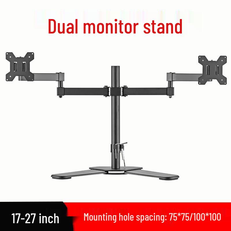 No-Drill Dual Screen Desktop Monitor Stand with Pneumatic Retractable Arm