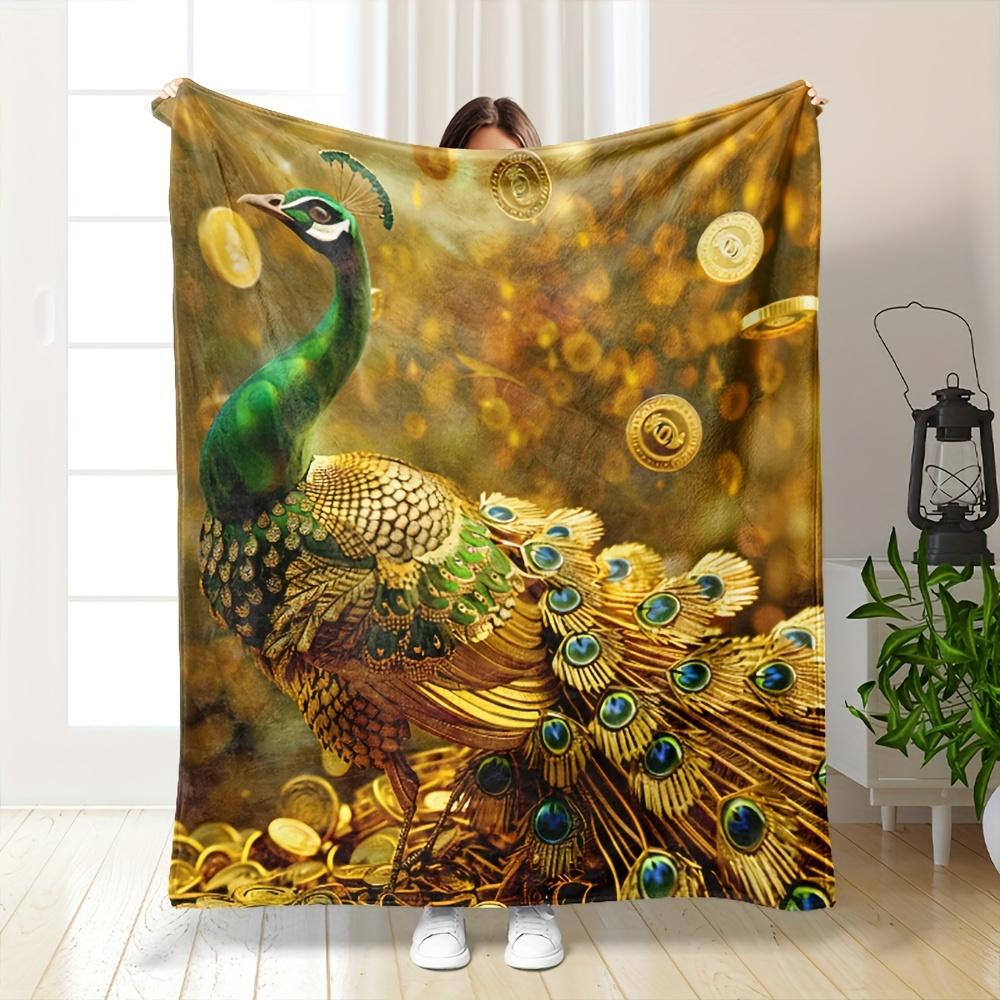 Cozy Peacock Fleece Throw Blanket - Breathable Lightweight & Warm for All Seasons - Perfect for Couch Bed Sofa | Machine Washable