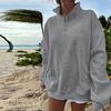 Half Zipper Stand Collar Sweatshirt Women Loose Long Sleeve Hoodie Autumn Winter Solid Color Casual Sport Pullover
