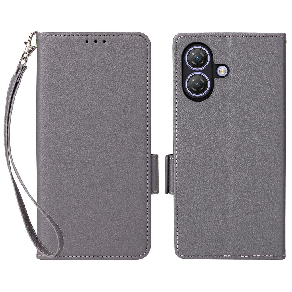 Чехол для Ulefone Note 21 с ремешком на запястье, текстура личи, кошелек из ПУ кожи, чехол для телефона