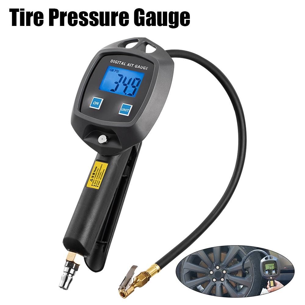 For Car Truck Vehicle High-precision Monitoring Inflation Gun Car Tire Manometro Tire Pressure Gauge Psi Bar Kpa Kg/cm2 Meter Digital Display