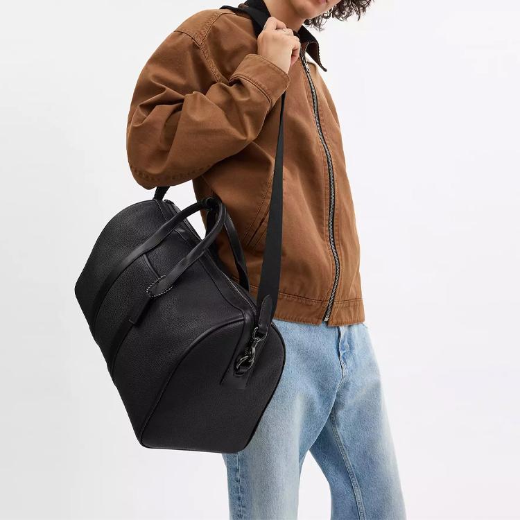 Coach Gotham 45 На молнии Регулируемый плечевой ремень Сумка-тоут из фактурной кожи Плечевая дорожная сумка Мужские сумки CV957-BLKA